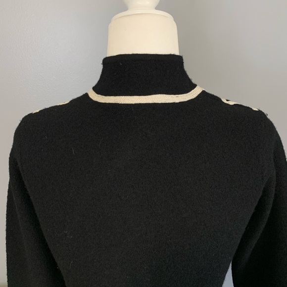 Talbots Black Wool Zipper Jacket Cream Swirl - Picture 6 of 8